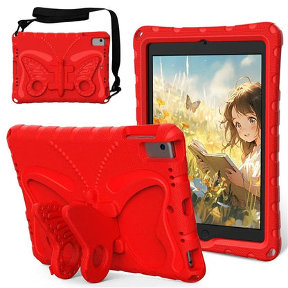 For iPad Air (2013) / Air 2 / iPad 9.7-inch (2017) / (2018) EVA Case Butterfly Kickstand Tablet Cover with Shoulder Strap