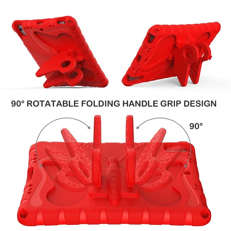 For iPad Air (2013) / Air 2 / iPad 9.7-inch (2017) / (2018) EVA Case Butterfly Kickstand Tablet Cover with Shoulder Strap