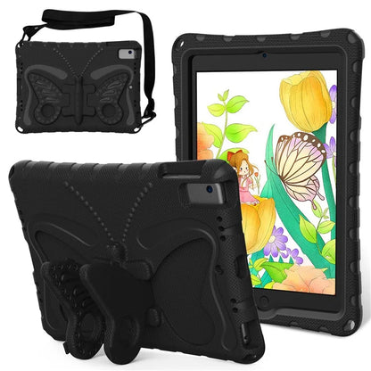 For iPad Air (2013) / Air 2 / iPad 9.7-inch (2017) / (2018) EVA Case Butterfly Kickstand Tablet Cover with Shoulder Strap