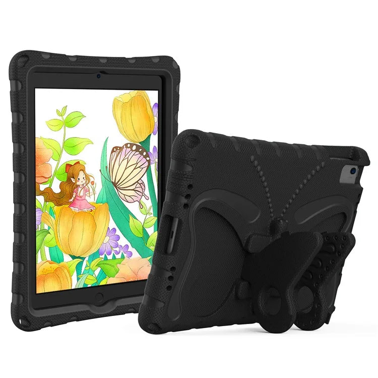 For iPad Air (2013) / Air 2 / iPad 9.7-inch (2017) / (2018) EVA Case Butterfly Kickstand Tablet Cover with Shoulder Strap