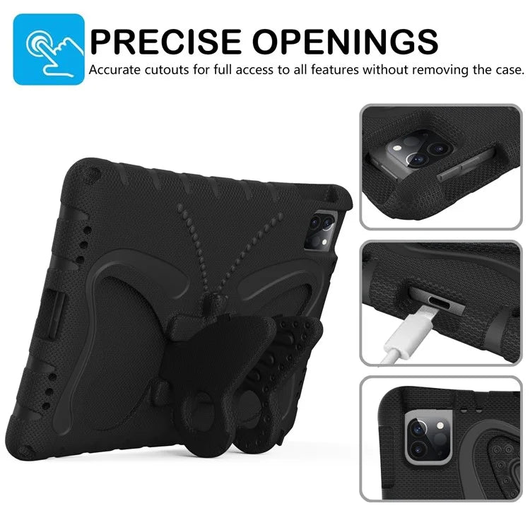 For iPad Air 11 (2024) / Pro 11 (2024) / (2018) / (2020) / (2021) / (2022) / Air (2020) / (2022) / 10.9 (2022) Case EVA Butterfly Kickstand