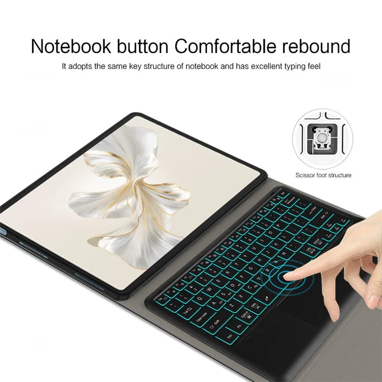 For Samsung Galaxy Tab S9 Ultra Tablet Case PC+TPU+PU Leather Shell + Bluetooth Keyboard with Touchpad