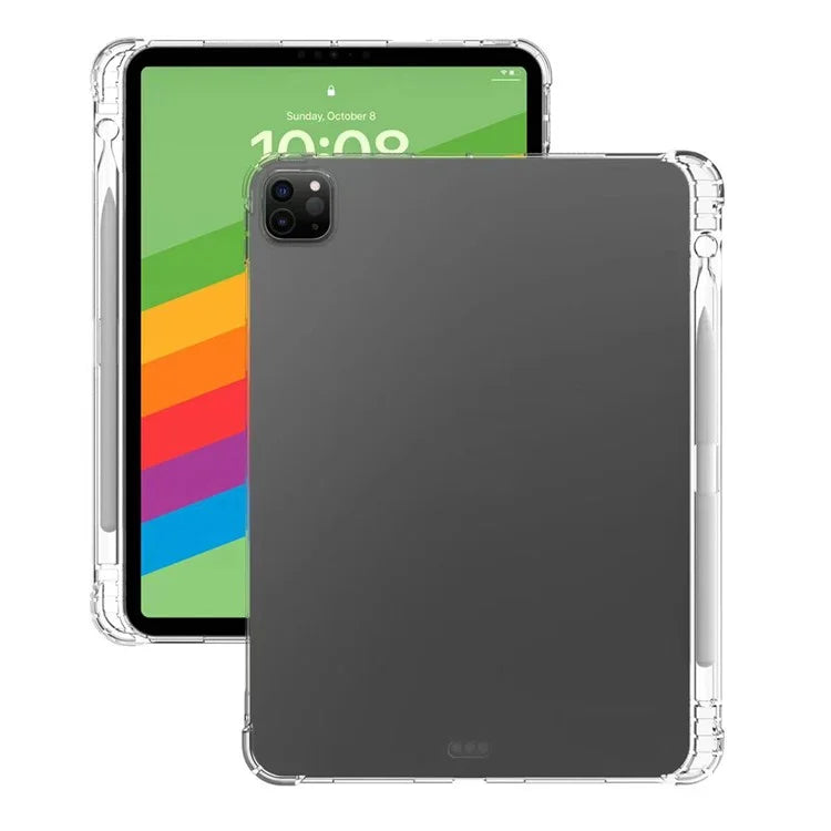 For iPad Pro 11 (2024) Case Transparent Flexible TPU Back Cover with Pencil Holder