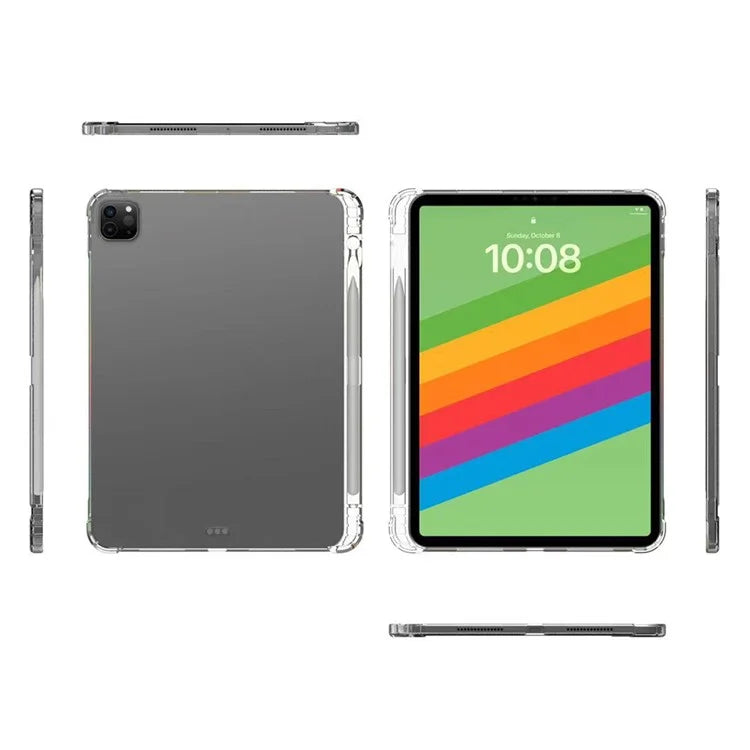 For iPad Pro 11 (2024) Case Transparent Flexible TPU Back Cover with Pencil Holder