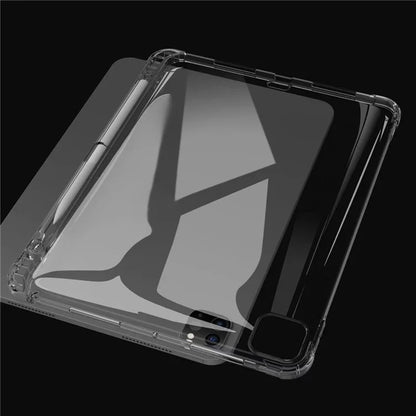 For iPad Pro 11 (2024) Case Transparent Flexible TPU Back Cover with Pencil Holder