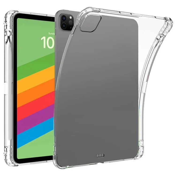 For iPad Pro 13 (2024) Case Crystal Clear Soft TPU Tablet Cover with Pen Slot