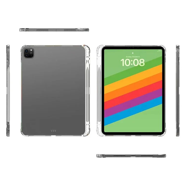 For iPad Pro 13 (2024) Case Crystal Clear Soft TPU Tablet Cover with Pen Slot
