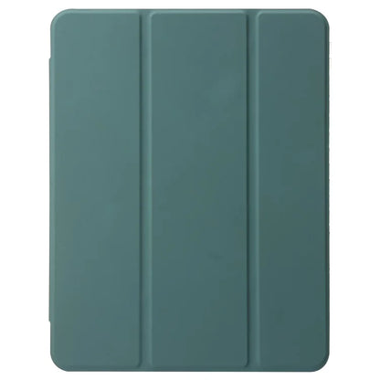 For iPad Pro 11 (2024) Case Clear Back PU Leather Tri-fold Stand Cover with Pencil Holderish Green