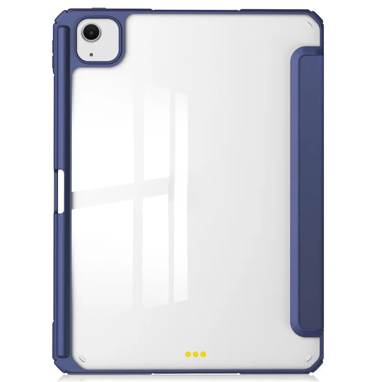 For iPad Air 13 (2024) Case PU Leather Clear Acrylic Tablet Cover Support Auto Sleep / Wake