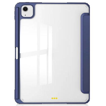 For iPad Air 13 (2024) Case PU Leather Clear Acrylic Tablet Cover Support Auto Sleep / Wake