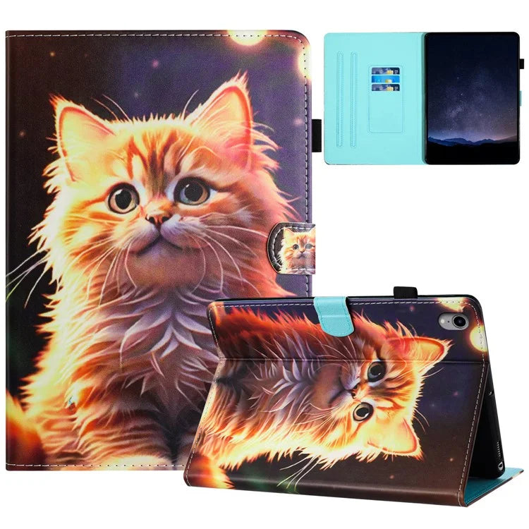 For iPad mini (2021) Card Holder Case Pattern Printing Horizontal Stand Tablet Leather Cover
