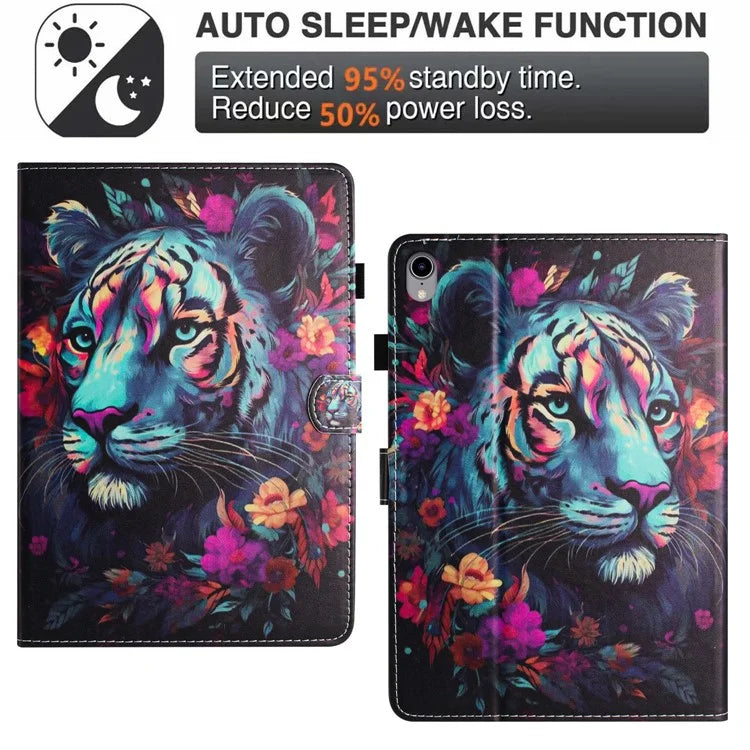 For iPad mini (2021) Card Holder Case Pattern Printing Horizontal Stand Tablet Leather Cover