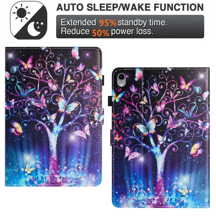 For iPad mini (2021) Card Holder Case Pattern Printing Horizontal Stand Tablet Leather Cover