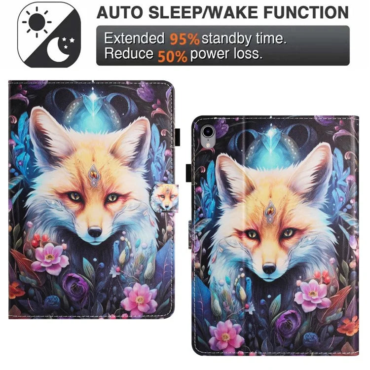 For iPad mini (2021) Card Holder Case Pattern Printing Horizontal Stand Tablet Leather Cover