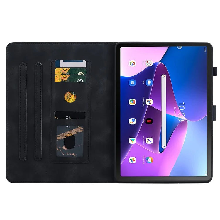 For Lenovo Tab M10 Plus (3rd Gen) Case Lily Flower Design PU Leather Folio Stand Cover