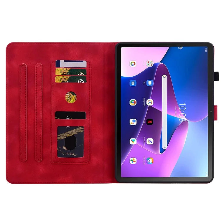 For Lenovo Tab M10 Plus (3rd Gen) Case Lily Flower Design PU Leather Folio Stand Cover