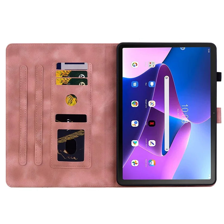 For Lenovo Tab M10 Plus (3rd Gen) Case Lily Flower Design PU Leather Folio Stand Cover