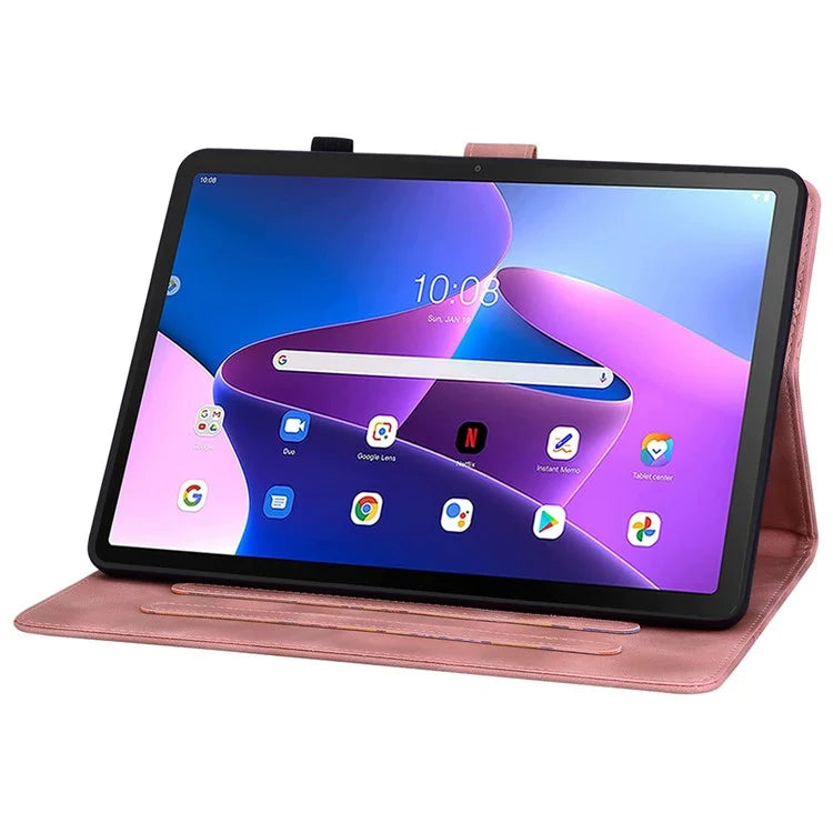 For Lenovo Tab M10 Plus (3rd Gen) Case Lily Flower Design PU Leather Folio Stand Cover