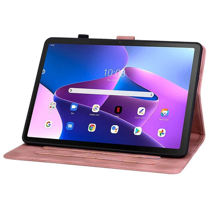 For Lenovo Tab M10 Plus (3rd Gen) Case Lily Flower Design PU Leather Folio Stand Cover