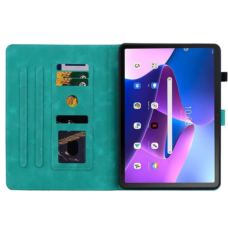 For Lenovo Tab M10 Plus (3rd Gen) Case Lily Flower Design PU Leather Folio Stand Cover