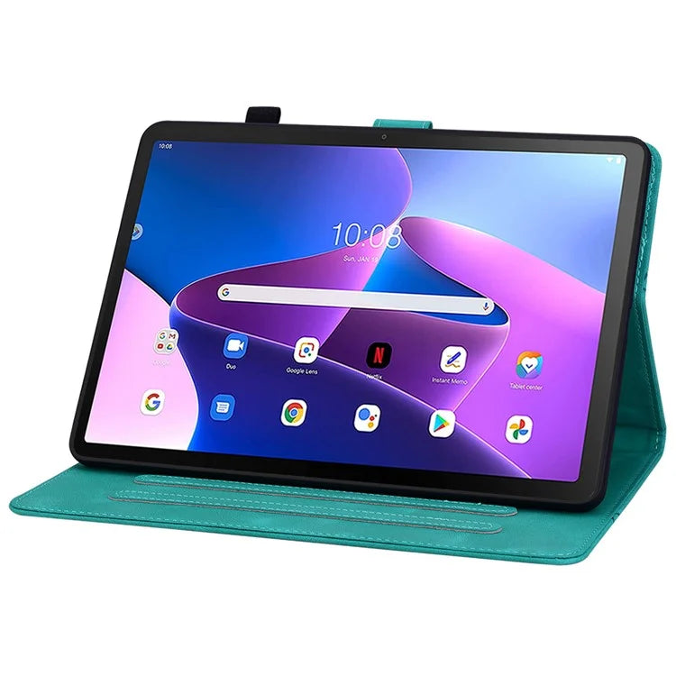 For Lenovo Tab M10 Plus (3rd Gen) Case Lily Flower Design PU Leather Folio Stand Cover