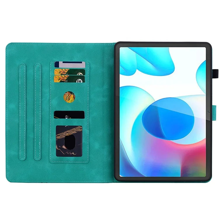 For Realme Pad Case Lily Flower PU Leather Card Slots Tablet Protective Cover