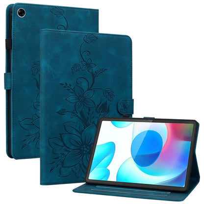 For Realme Pad Case Lily Flower PU Leather Card Slots Tablet Protective Cover
