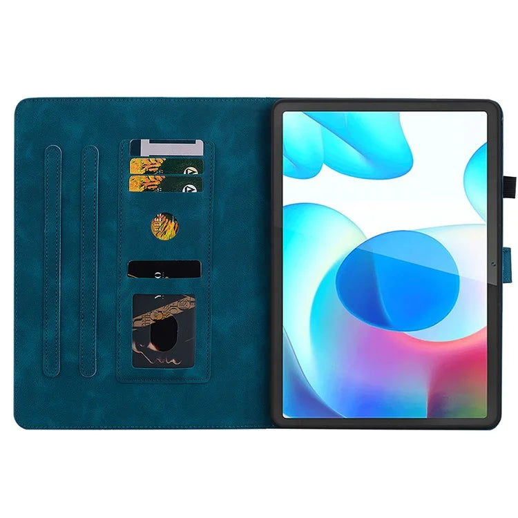 For Realme Pad Case Lily Flower PU Leather Card Slots Tablet Protective Cover