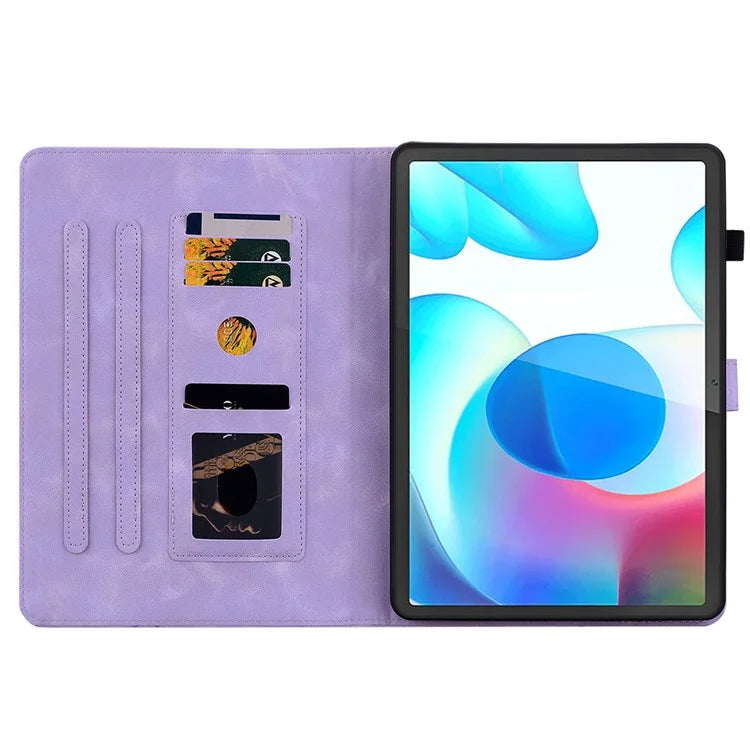 For Realme Pad Case Lily Flower PU Leather Card Slots Tablet Protective Cover