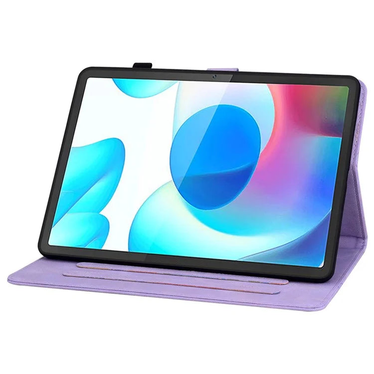 For Realme Pad Case Lily Flower PU Leather Card Slots Tablet Protective Cover