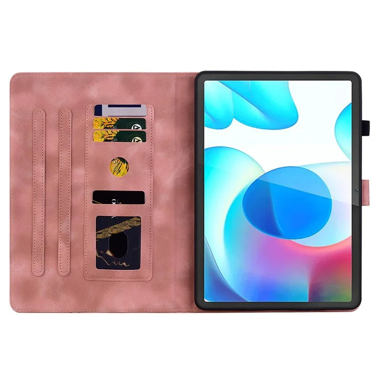 For Realme Pad Case Lily Flower PU Leather Card Slots Tablet Protective Cover