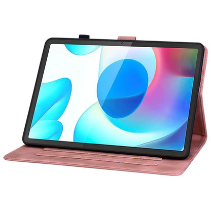 For Realme Pad Case Lily Flower PU Leather Card Slots Tablet Protective Cover