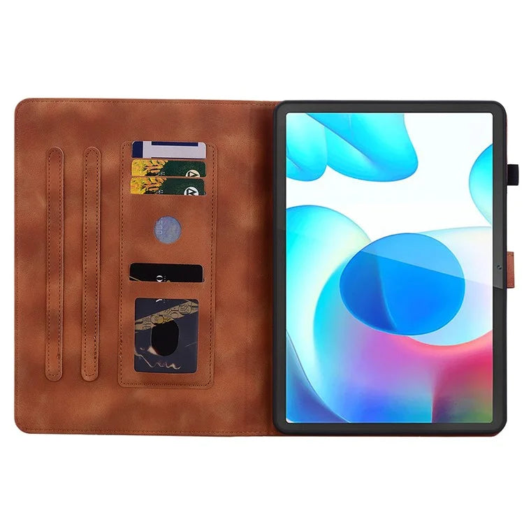 For Realme Pad Case Lily Flower PU Leather Card Slots Tablet Protective Cover