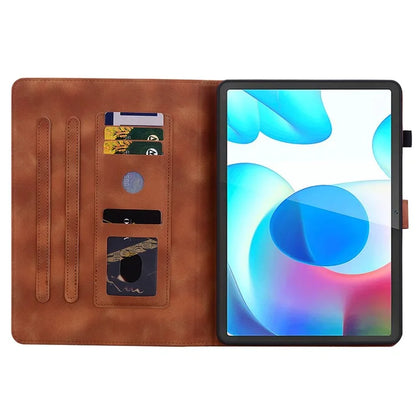 For Realme Pad Case Lily Flower PU Leather Card Slots Tablet Protective Cover