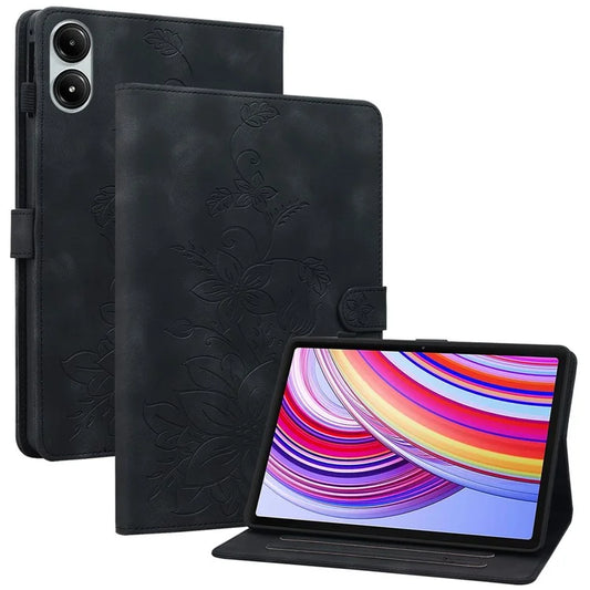 For Xiaomi Redmi Pad Pro / Redmi Pad Pro 5G / Poco Pad Shockproof Case Lily Flower Imprint Leather Tablet Cover