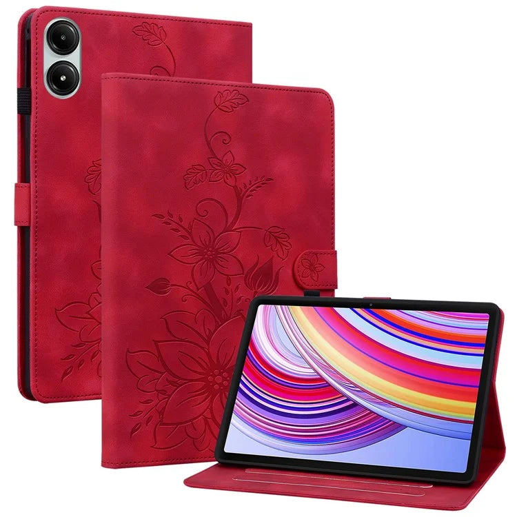 For Xiaomi Redmi Pad Pro / Redmi Pad Pro 5G / Poco Pad Shockproof Case Lily Flower Imprint Leather Tablet Cover