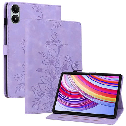 For Xiaomi Redmi Pad Pro / Redmi Pad Pro 5G / Poco Pad Shockproof Case Lily Flower Imprint Leather Tablet Cover