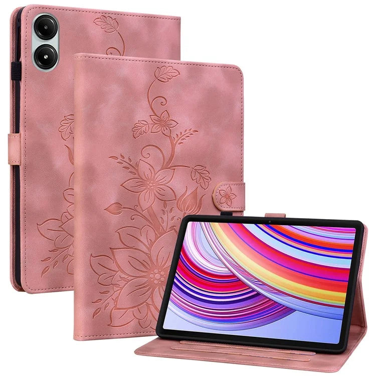 For Xiaomi Redmi Pad Pro / Redmi Pad Pro 5G / Poco Pad Shockproof Case Lily Flower Imprint Leather Tablet Cover