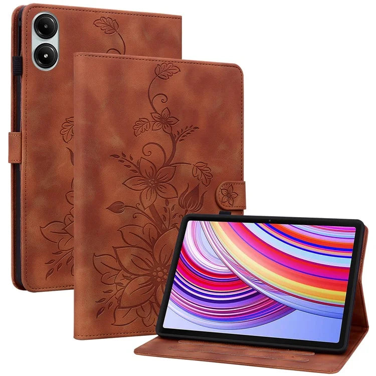 For Xiaomi Redmi Pad Pro / Redmi Pad Pro 5G / Poco Pad Shockproof Case Lily Flower Imprint Leather Tablet Cover