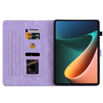 For Xiaomi Pad 5 / Pad 5 Pro Case Lily Flower Imprint PU Leather Stand Tablet Shell