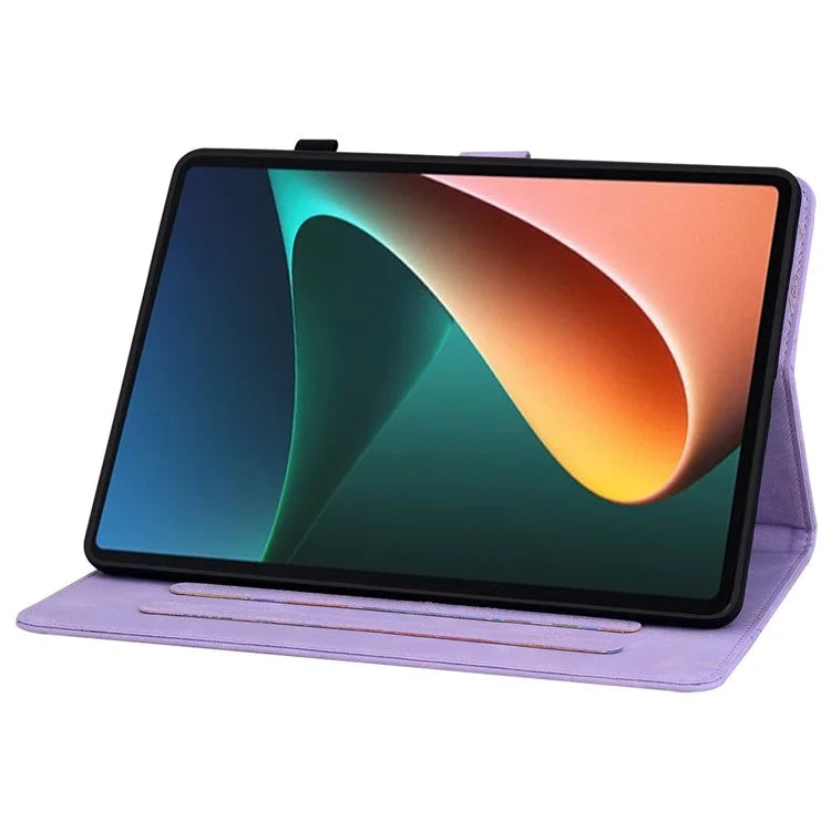For Xiaomi Pad 5 / Pad 5 Pro Case Lily Flower Imprint PU Leather Stand Tablet Shell