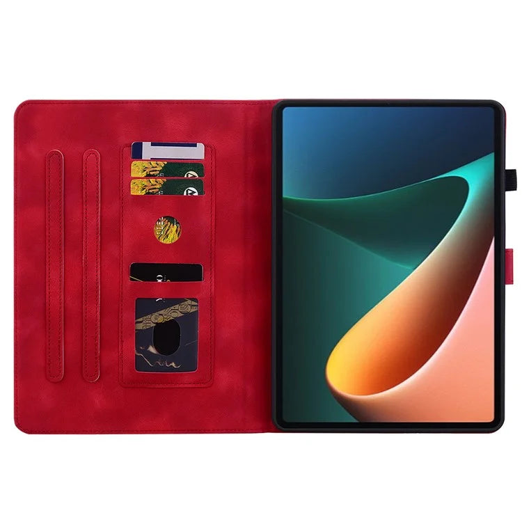 For Xiaomi Pad 5 / Pad 5 Pro Case Lily Flower Imprint PU Leather Stand Tablet Shell