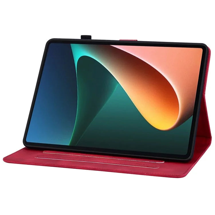 For Xiaomi Pad 5 / Pad 5 Pro Case Lily Flower Imprint PU Leather Stand Tablet Shell