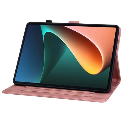 For Xiaomi Pad 5 / Pad 5 Pro Case Lily Flower Imprint PU Leather Stand Tablet Shell