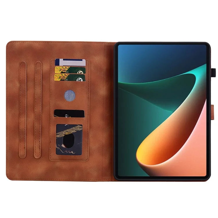 For Xiaomi Pad 5 / Pad 5 Pro Case Lily Flower Imprint PU Leather Stand Tablet Shell