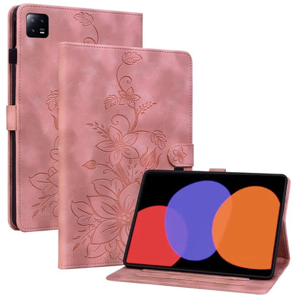 For Xiaomi Pad 6 / Pad 6 Pro Case Stand PU Leather Card Holder Tablet Cover Lily Flower Design