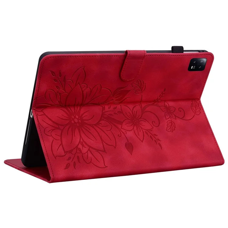 For Xiaomi Pad 6 / Pad 6 Pro Case Stand PU Leather Card Holder Tablet Cover Lily Flower Design