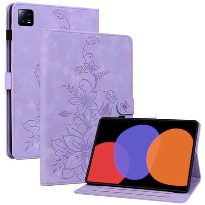 For Xiaomi Pad 6 / Pad 6 Pro Case Stand PU Leather Card Holder Tablet Cover Lily Flower Design