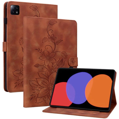 For Xiaomi Pad 6 / Pad 6 Pro Case Stand PU Leather Card Holder Tablet Cover Lily Flower Design
