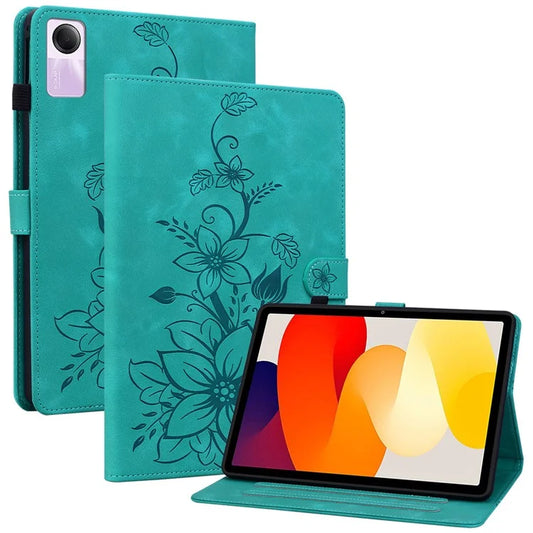 For Xiaomi Redmi Pad SE Lily Flower Case PU Leather Tablet Folio Shell Cover with Card Holder